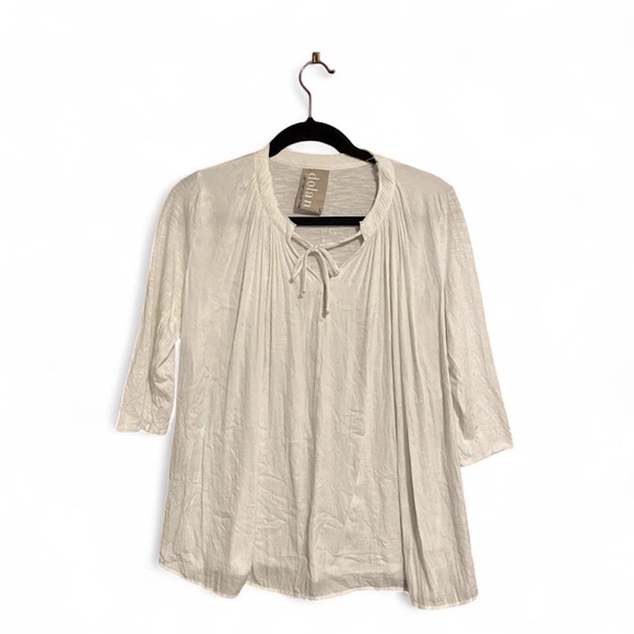 dolan Tops - Dolan Anthropologie Women's Small Half Sleeve Flowy Blouse V Neck Tie White‎